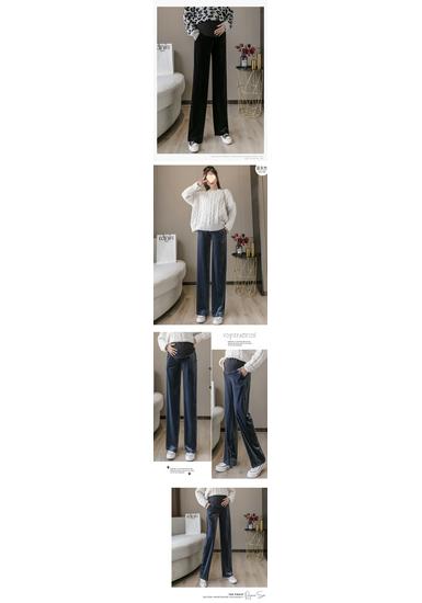 Autumn/Winter High-Waisted Velvet Wide-Leg Maternity Pants - Trendy Loose Fit for Expecting Moms