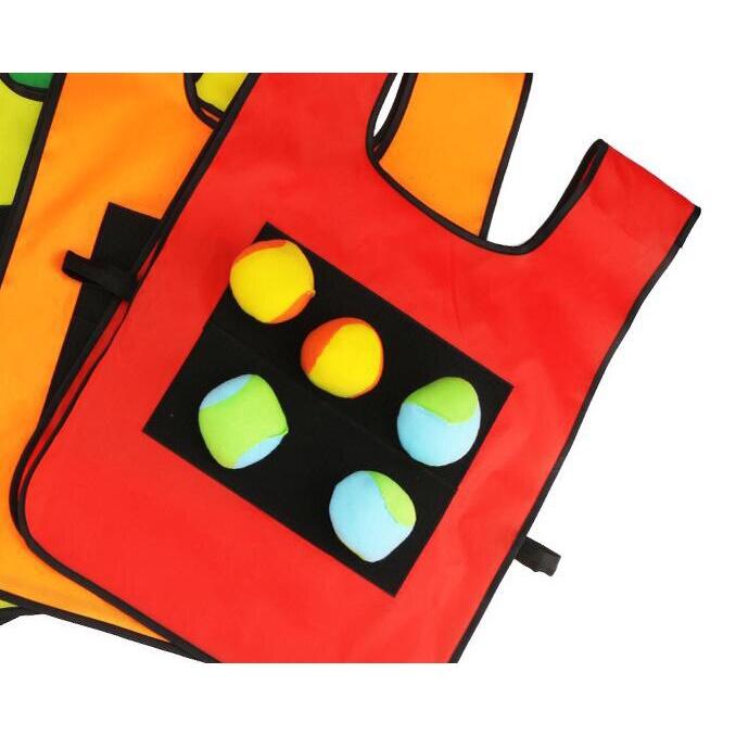 Kids Game Props Vest Sticky Jersey Vest Game Vest Waistcoat With 5 Sticky Ball Throwing Children Outdoor Fun Sports Toy