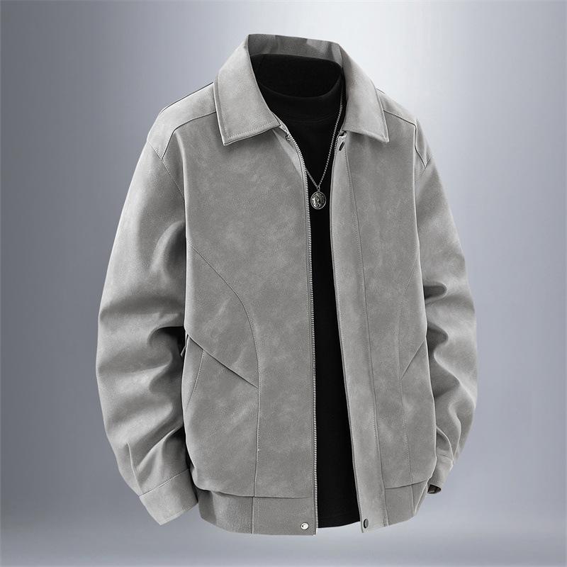 Vintage American Locomotive Kleidung Frühling und Herbst Herren Revers PU Lederjacke Radfahren Winddicht Lederjacke Raufbold Hübsche Jacke