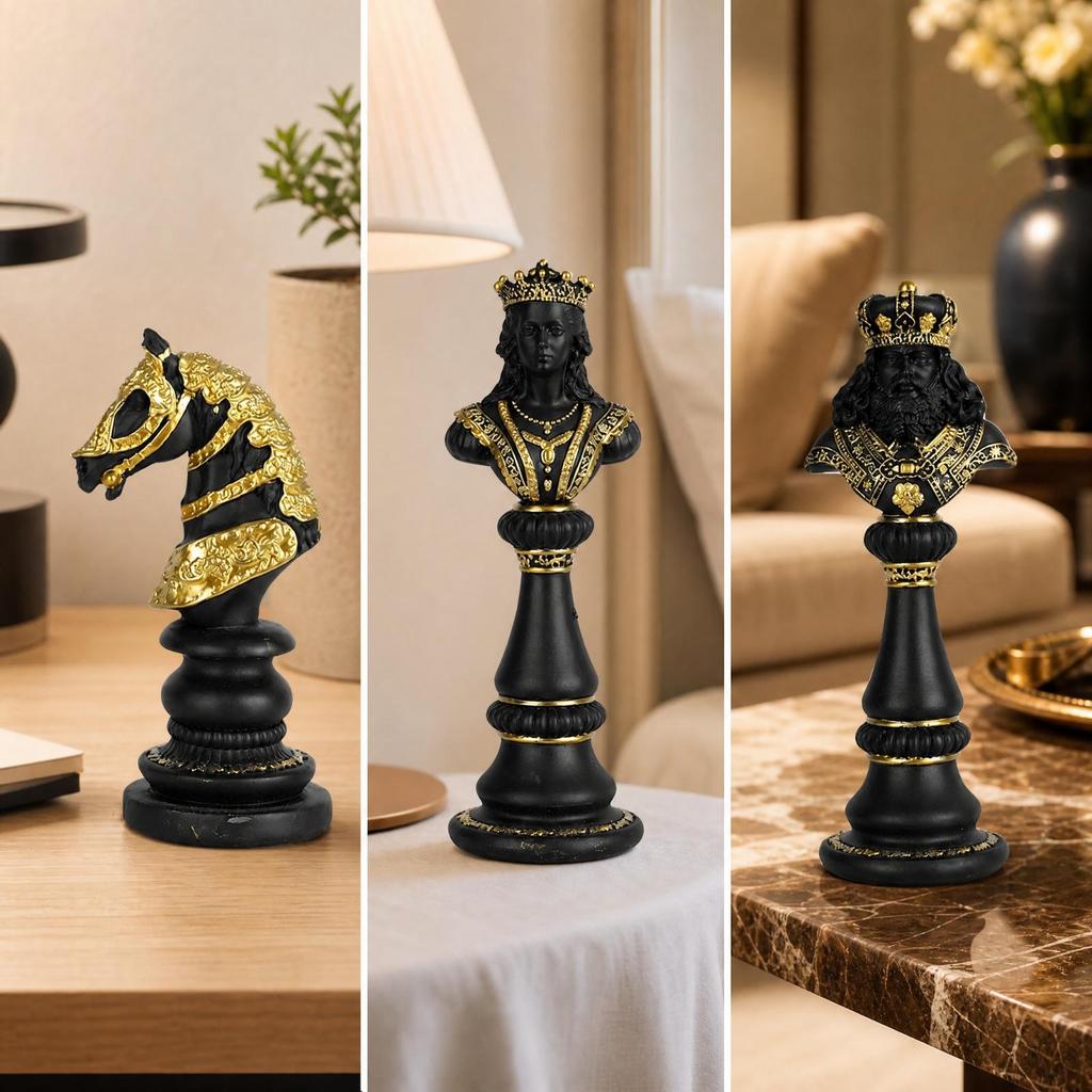 Chess-Themed Decorative Figurine Elegant Statue Giftable