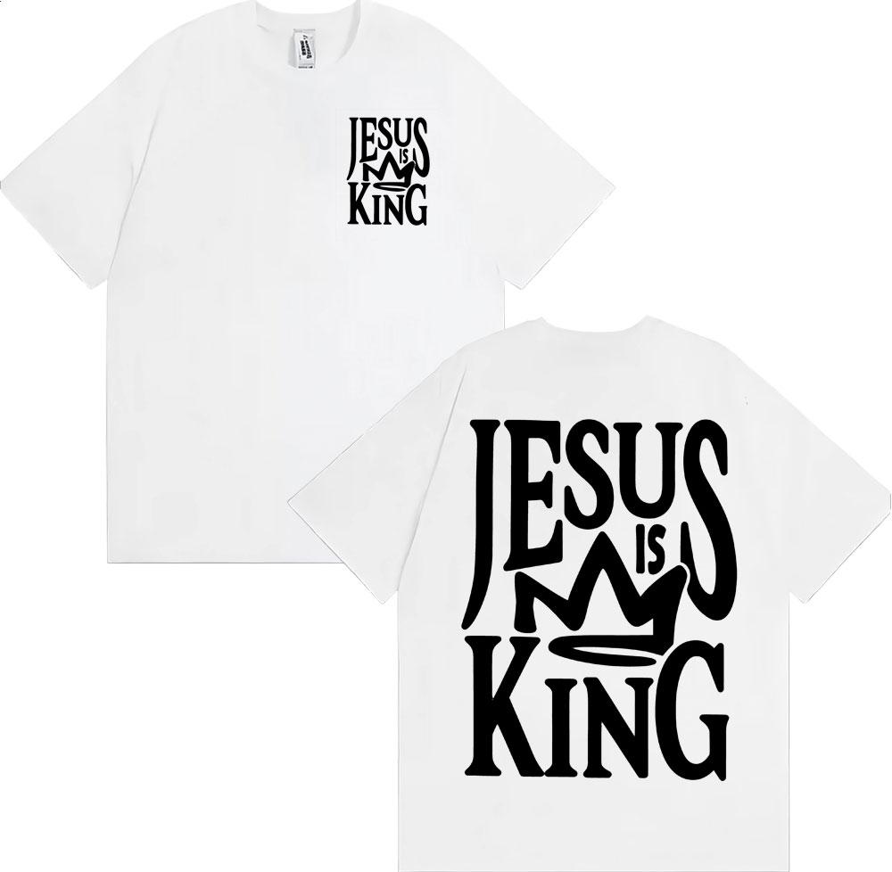 Jesus Is King Oversized Vintage Christian Printed T Shirts Unisex Women Gothic Vintage Tshirt Cotton Comfort Crewneck T Shirt
