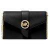 MK Charm Letter Logo Flap Solid Color Chain Commuter Leather Crossbody Shoulder Bag Women Bags Black 32S0G00C6L-001