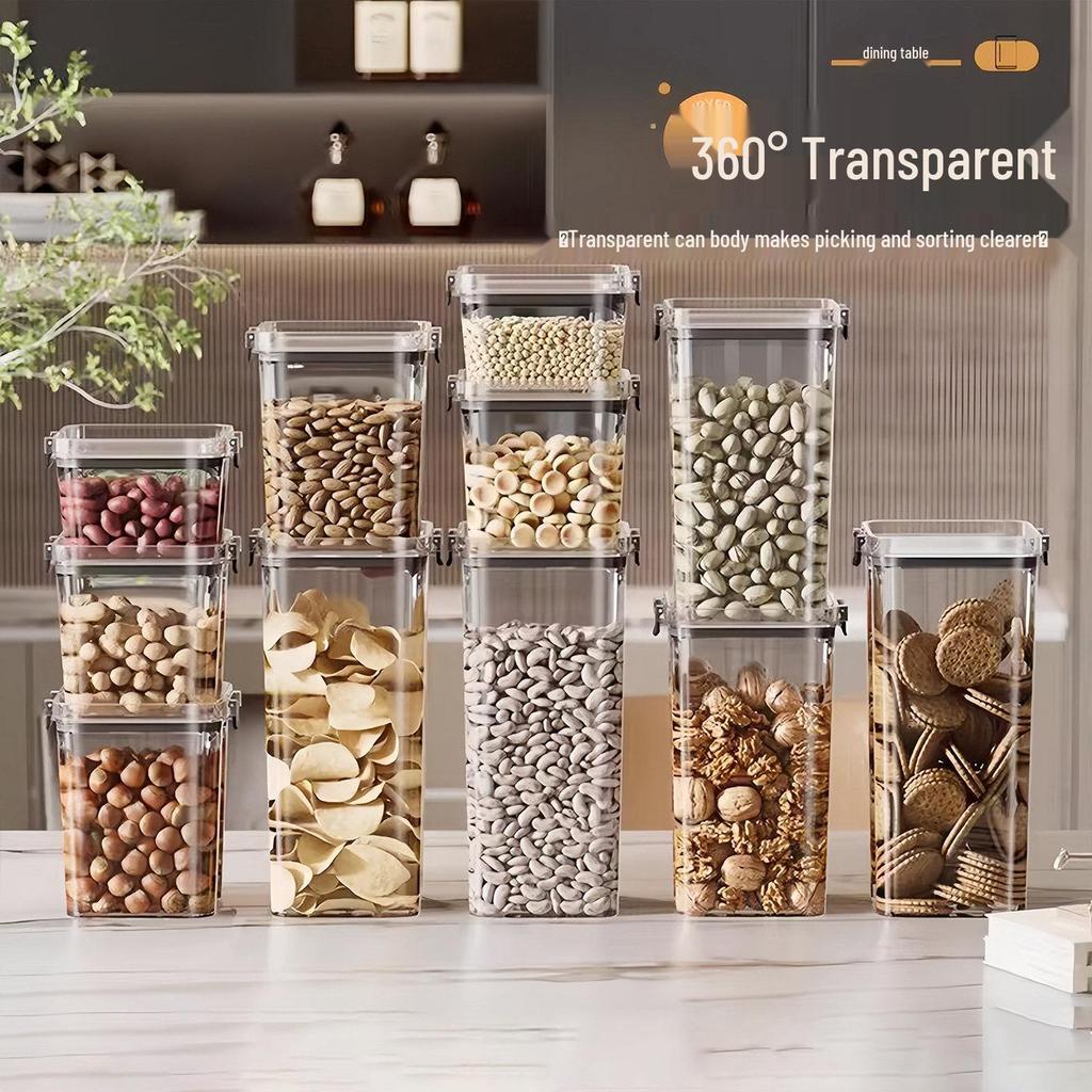 Sealed Transparent Kitchen Storage Jar for Dry Goods: Moisture & Dust-Proof