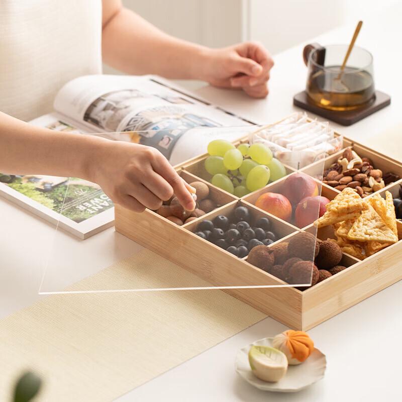 Ningzhao Wooden Multi-Compartment Snack Tray with Lid