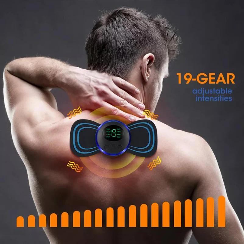 Portable Neck Massager EMS Muscle Stimulator Electric Cervical Massage Patch Low Frequency Pulse Massage Pads Pain Relief Tool