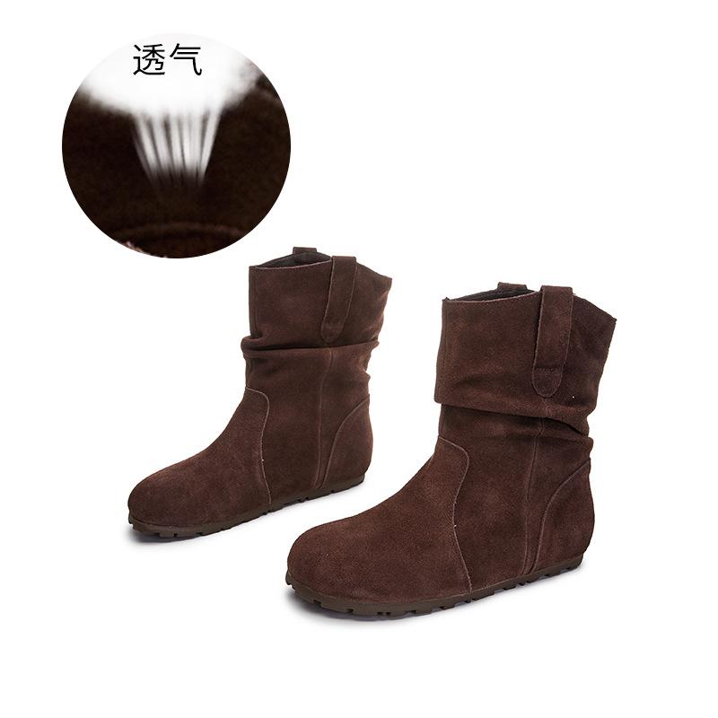 Leather big yellow boots women's winter new thick-soled women's boots versatile stacking boots casual retro short boots thin boots