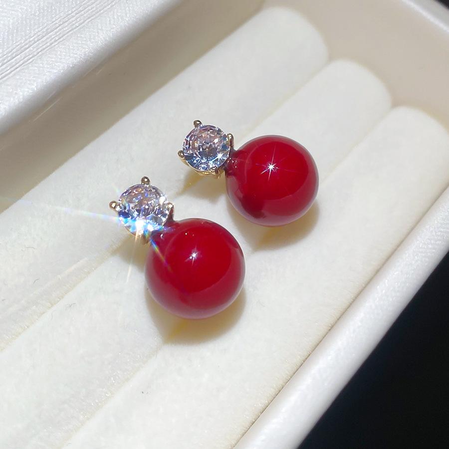 Silver Needle Zircon Bow Pearl Stud Earrings French Retro Temperament Earrings Earrings