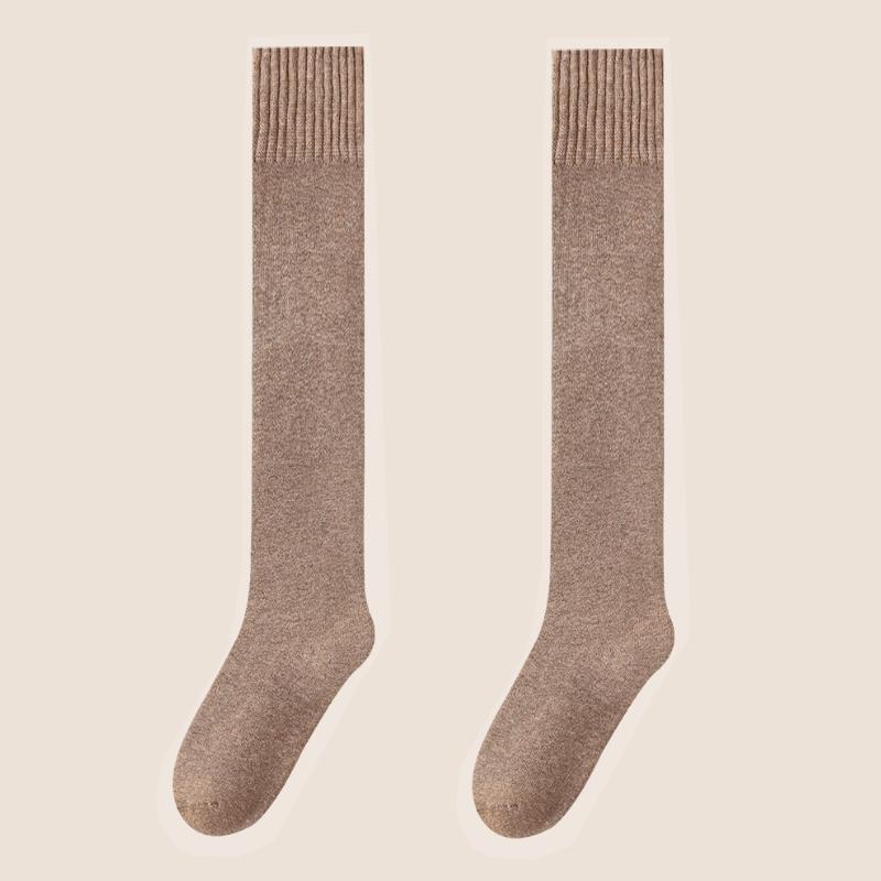 Winter Warm Over-knee High Socks Women Plush Home Sleep Floor Long Socking Jk Solid Soft Thigh Stocking Fluffy Socks 1/2 Pairs