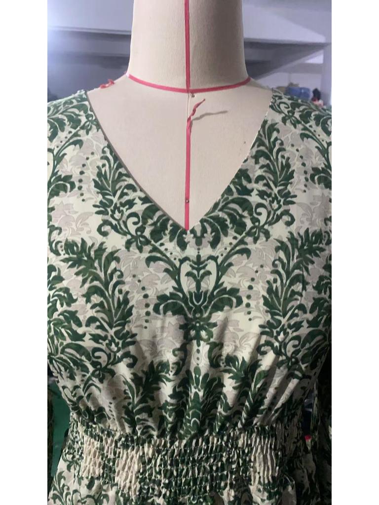2024 Women's Autumn V-Neck Long-Sleeve Print Dress