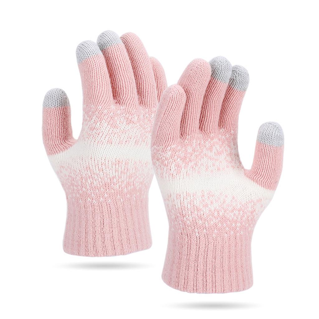 Men's And Women's Knitted Yarn Five Finger Warm Gloves With Thick Velvet Gloves