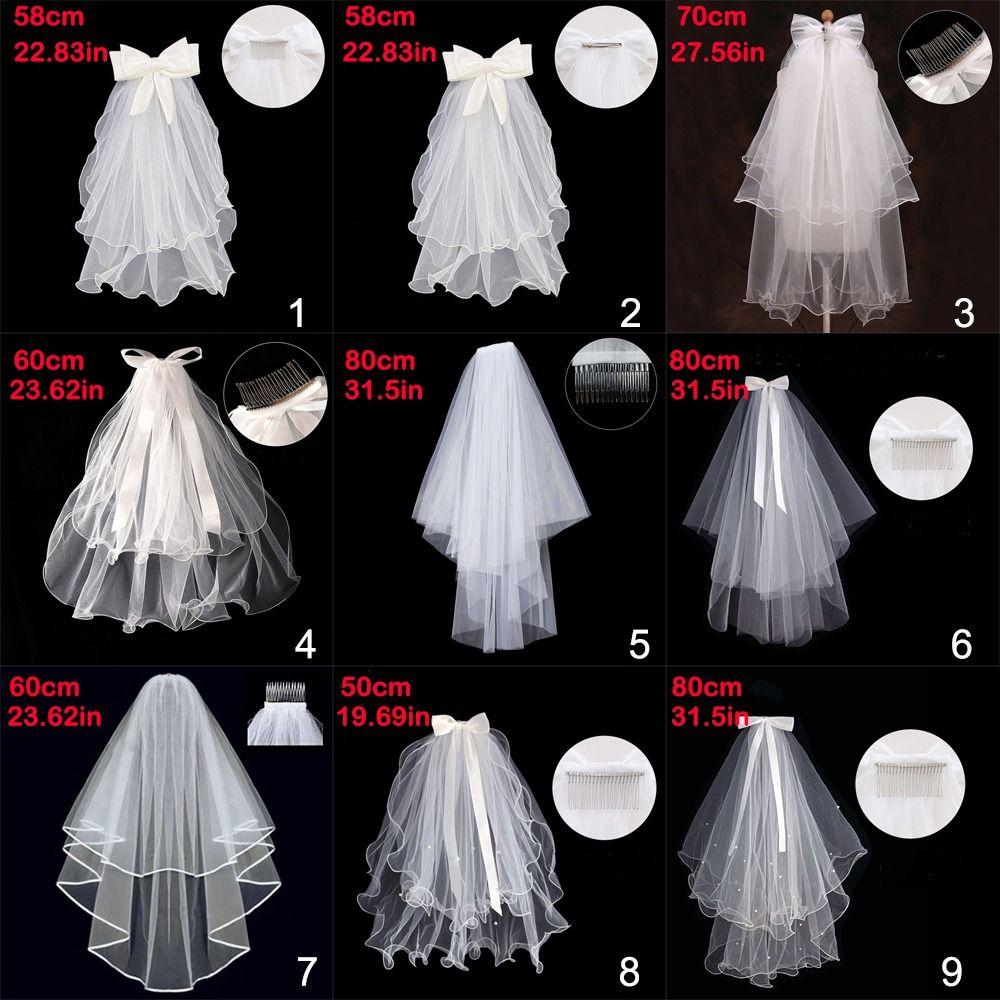 Accessories New Two Layer Short Simple Photo Veil Women's Tulle With Comb Bridal Veil Wedding Veil