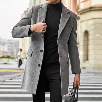 Casaco corta-vento masculino de lã de abotoamento simples 2023 - Jaqueta grossa para outono/inverno