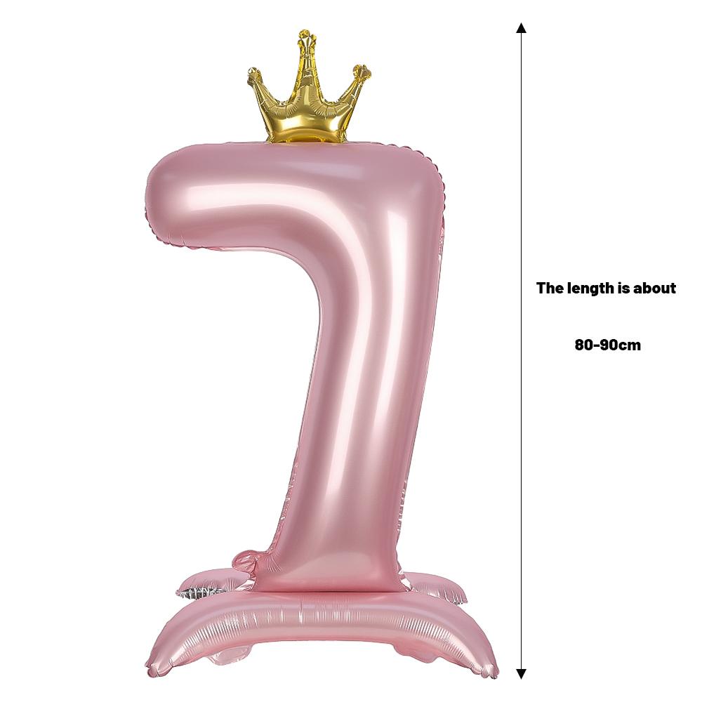 Balão digital de alumínio rosa com decoração de coroa de 42 polegadas, balão com número para decoração de festa de aniversário, suprimentos para meninas, lembrancinha de aniversário
