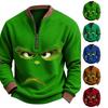 Men's Sweatshirt with Christmas Print and Casual Button