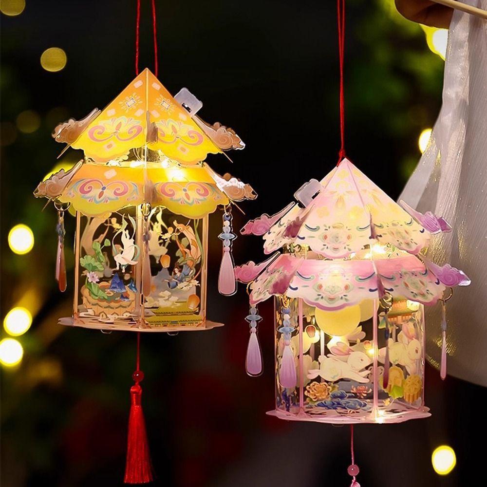 Blessing Words Mid-Autumn Festival Lantern PVC Material Handmade Lantern  Festival Celebration