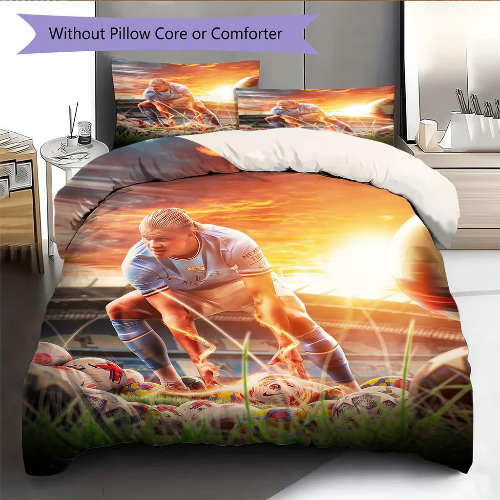 Erling Haaland Force Bedding Quilt Set Quilt Cover Pillowcase Home Decoration Birthday Gift (1 * Duvet Cover + 2 * Pillowcase, Without Core)