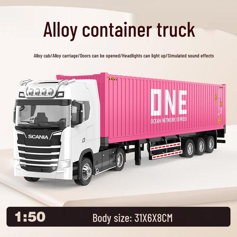 1:50 Alloy Container Transport Truck Model Toy Vehicle Gift Ornament