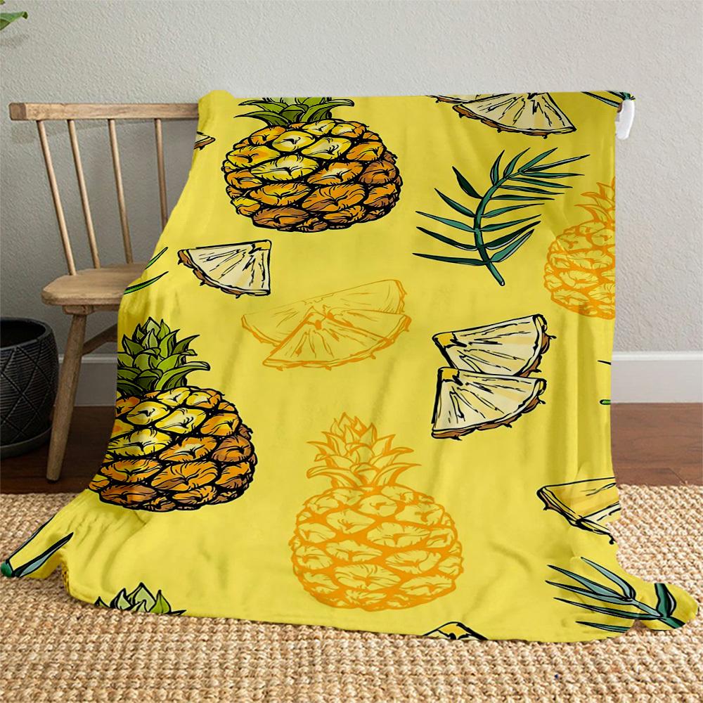 1pc Pineapple Fruit Outdoor Flannel Blanket Soft Warm All-Season Throw for Sofa Bed Car Camping Office, Cozy Gift Idea1139S