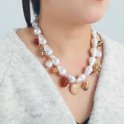 Collana Pendente Trendy Multi-Elemento con Perle