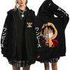 One Piece Luffy Printed Zipper Hoodie Men's Casual Hoodie Top Cardigan Coat