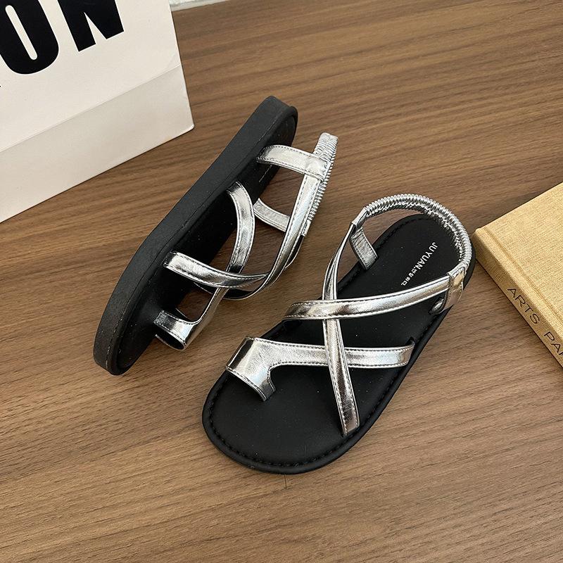 Tired feet soft soles wear uneven sandals versatile vacation casual women's 2025 new summer coat toe Roman shoes