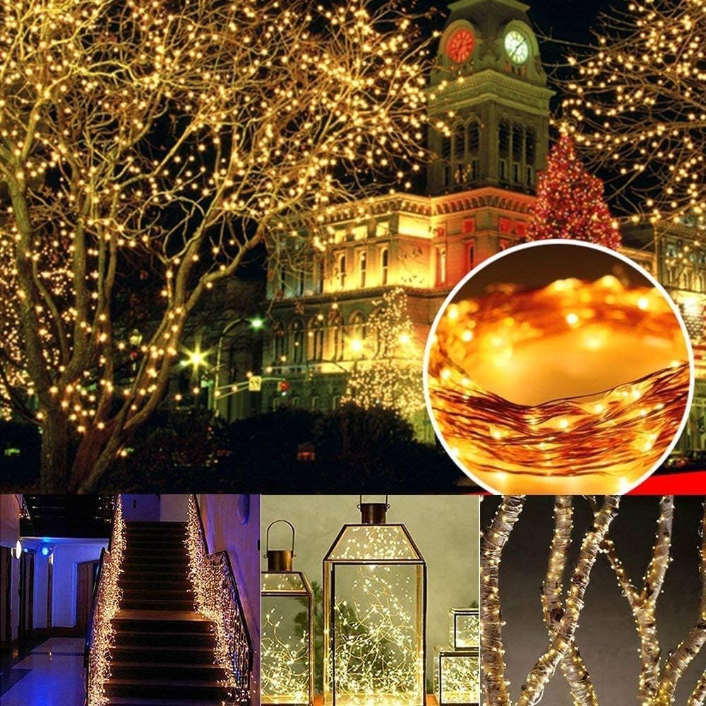 Joomer Solar Fairy Lights, 2-Pack Total 80FT 240LED Lights, Warm White | Copper Wire, Solar String Light Waterproof 8 Lighting Modes for Patio Fence