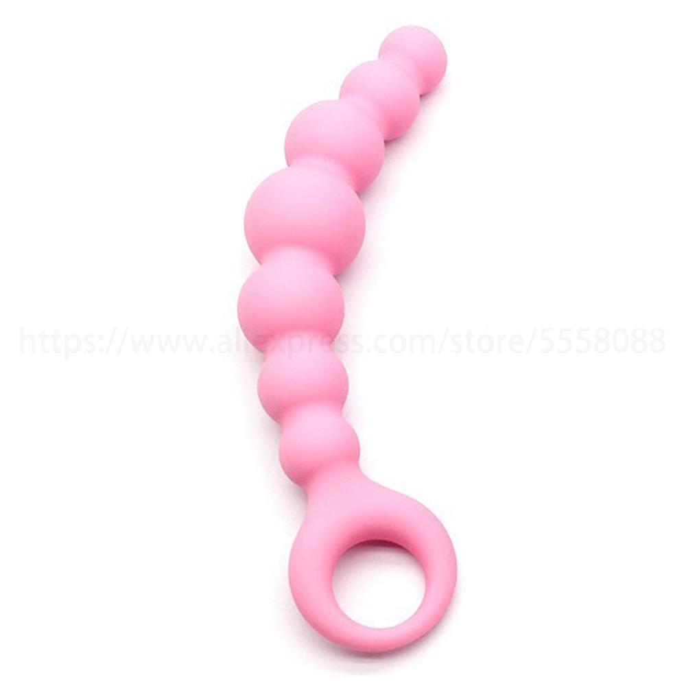 Handheld Anal Plug 7 Butt Beads Soft Silicone Sex Toys for Couple Female Vagina Masturbator Male Prostate Massage Adult Product