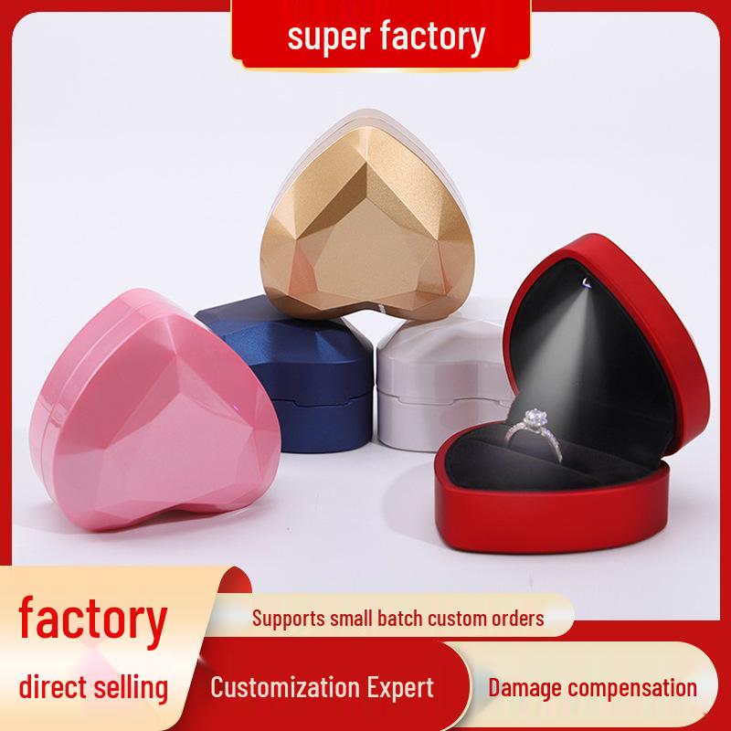Creative Heart-Shaped LED Jewelry Box for Rings, Necklaces, and Pendants