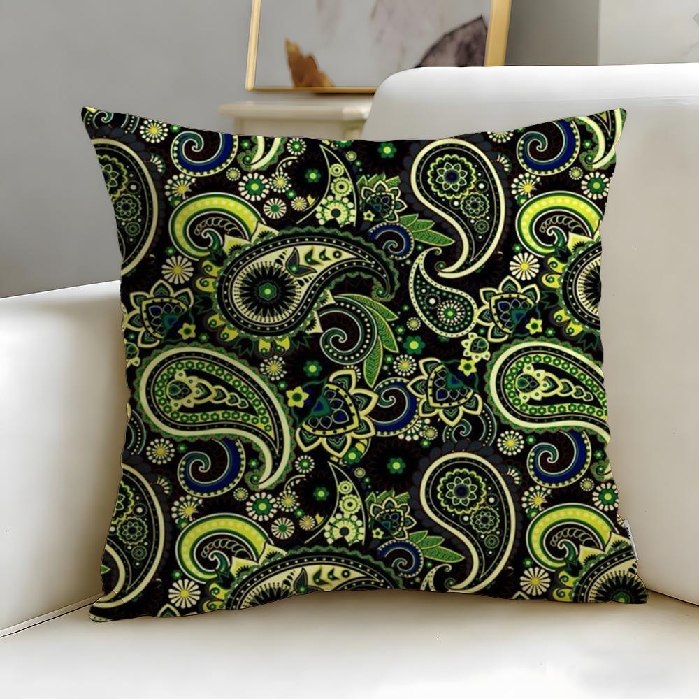 Trendy Ppaisleyed Cushion Cover Soft EasyWash Pillow Case Versatile for Couch Bed Travel and Office