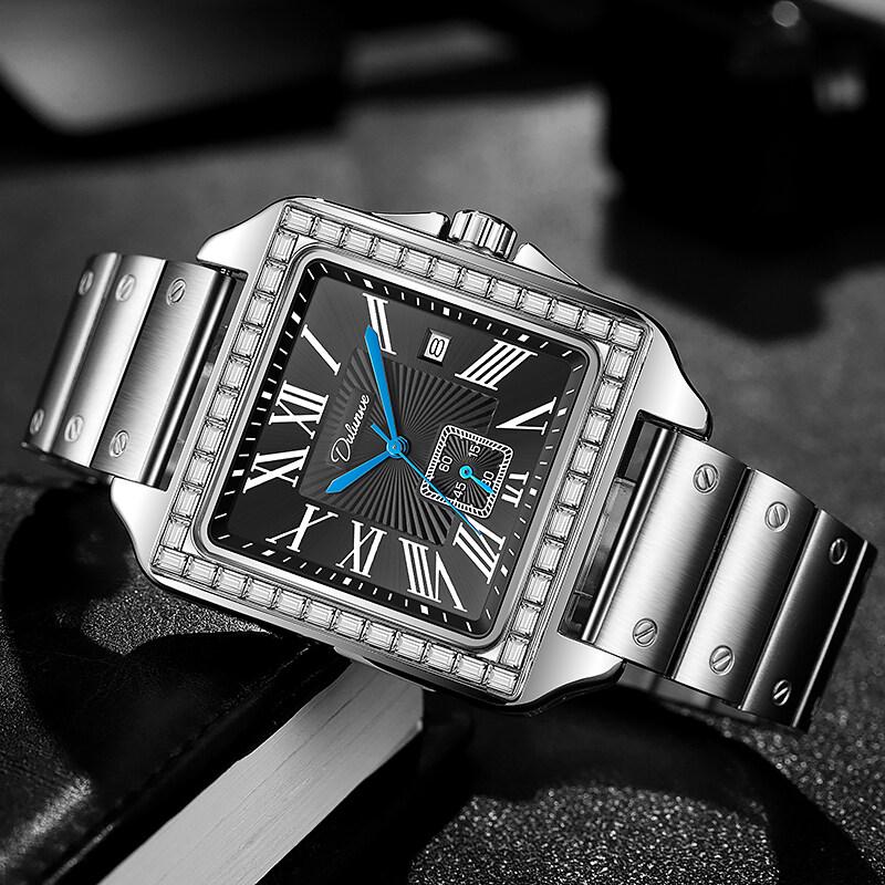 Dulunwe Fashionable Business Luxury Automatic Date Waterproof Square Dial Retro Automatic Mechanical Men's Watch