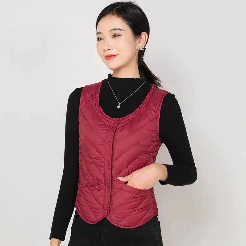 

Жилет пуховый для женщин, легкий и короткий, облегающий и теплый, носится как внутри, так и снаружи, осенне-зимний жилет 3XL