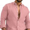 European/American Solid Cotton Linen Men's Casual Shirt, 2025 Youth Edition