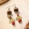 Retro natural plant earrings handmade creative niche acorn fruit long fringed design women's earrings