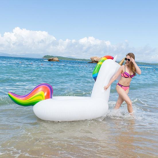 Inflatable Rainbow Water Float Ride-on Swimming Pool Lounger Beach Raft