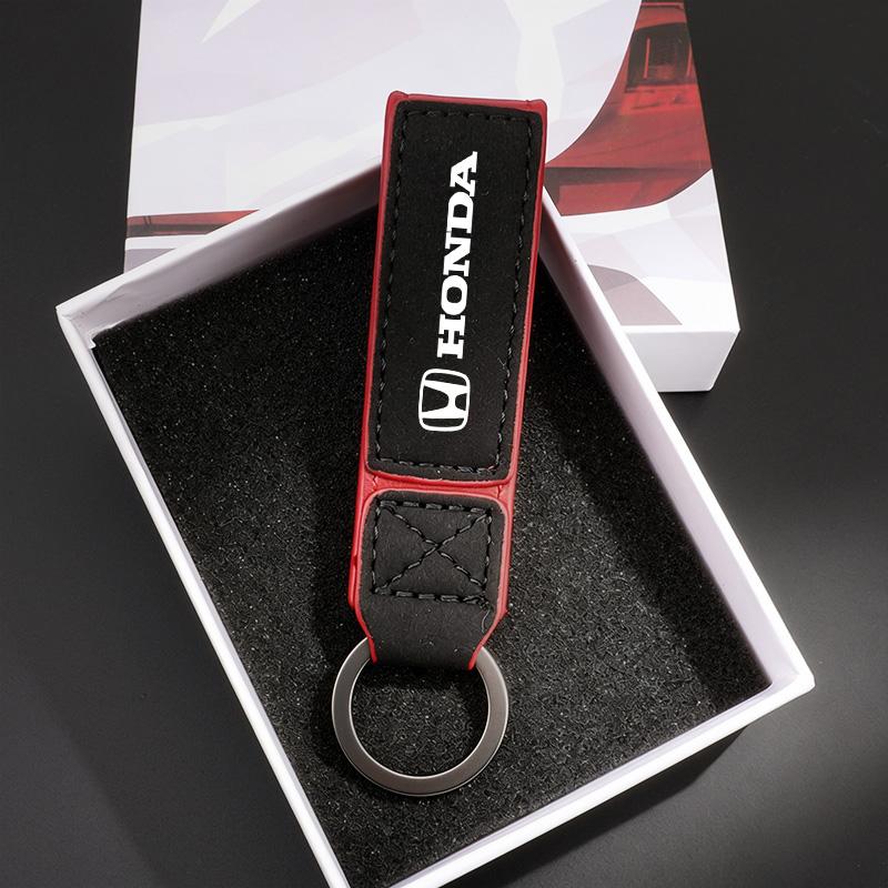 Suede Car Emblem Keychain Buckle Key Ring For Honda Civic Fit Jazz Accord Pilot CRV Odyssey Shuttle HRV Fk7 Fk2 Mugen Fk8 Type R EB1