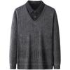 Dad's Winter Warm Chenille Knitwear: Men's Fleece-Lined Two-Piece Sweater with Thick Shirt Collar for Autumn/Winter.