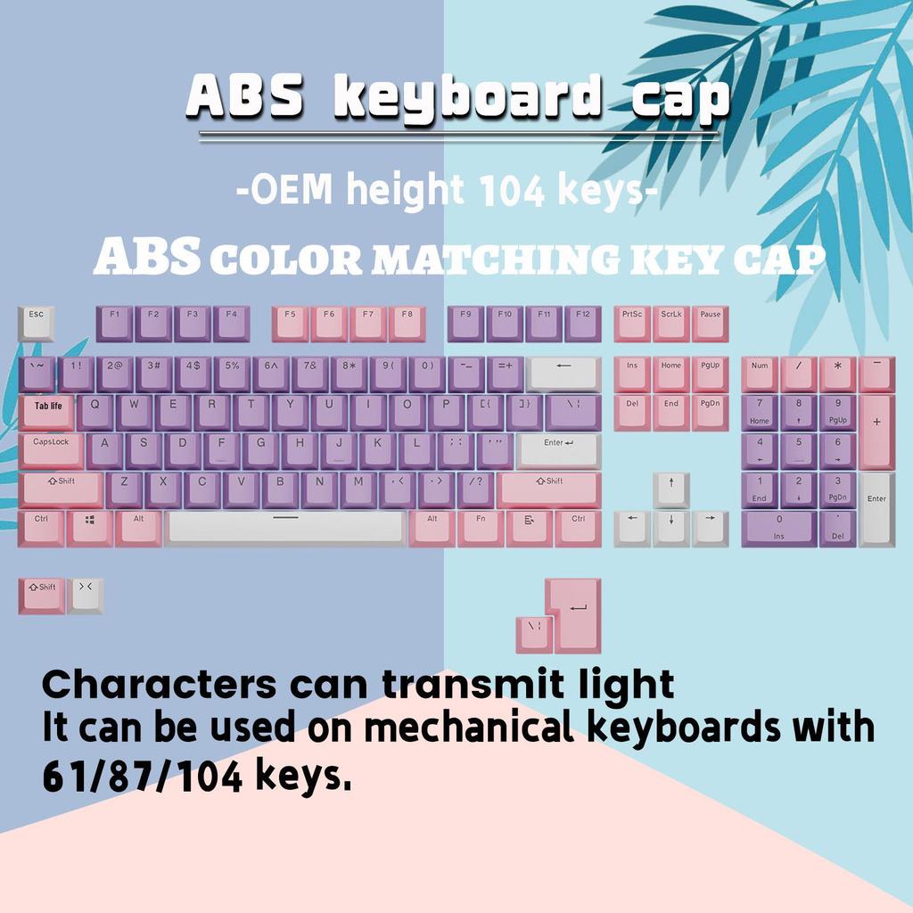 PBT Keycaps: 61 or 87-104 Light-Transmitting, Two-Color Mechanical Keyboard Set