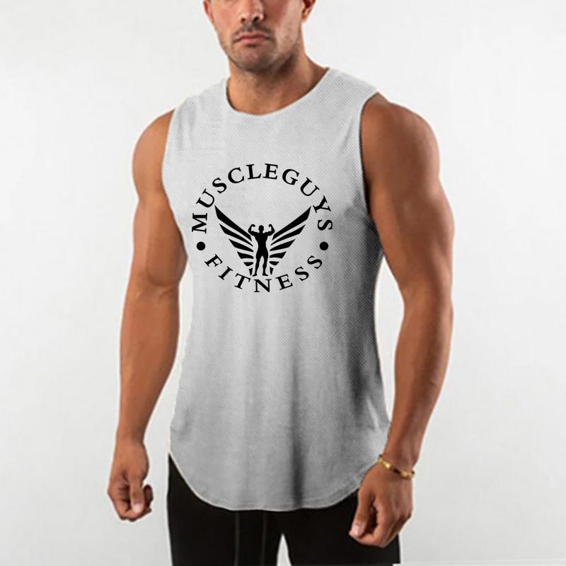 Muscleguys Summer Tide Mládež Sport Fitness Top Tričko bez rukávů Síťované tílko Osobnostní show Muscle Vesta Pánská kulturistika Tílko