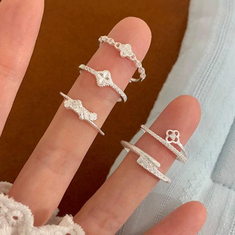 Trendy Cute Floral Adjustable Stackable Ring for Women, Fresh Mori Style, Ins Style, Index Finger Ring.