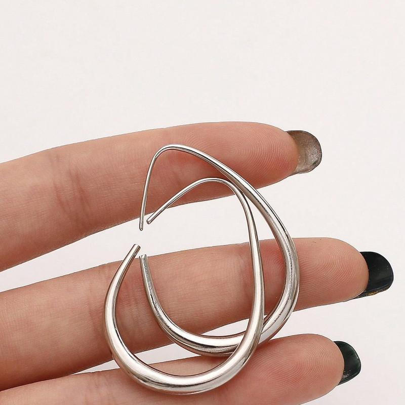 1pair Copper Material Simple U-shaped Hoop Earrings for Women