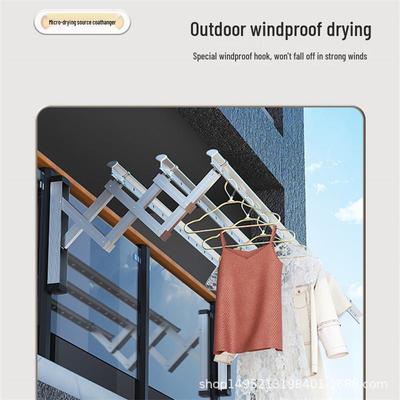 Windproof Aluminum Clothes Drying Rack with Automatic Buckle - Anti-fall, Markless Design for Outdoor and Children's Clothing.