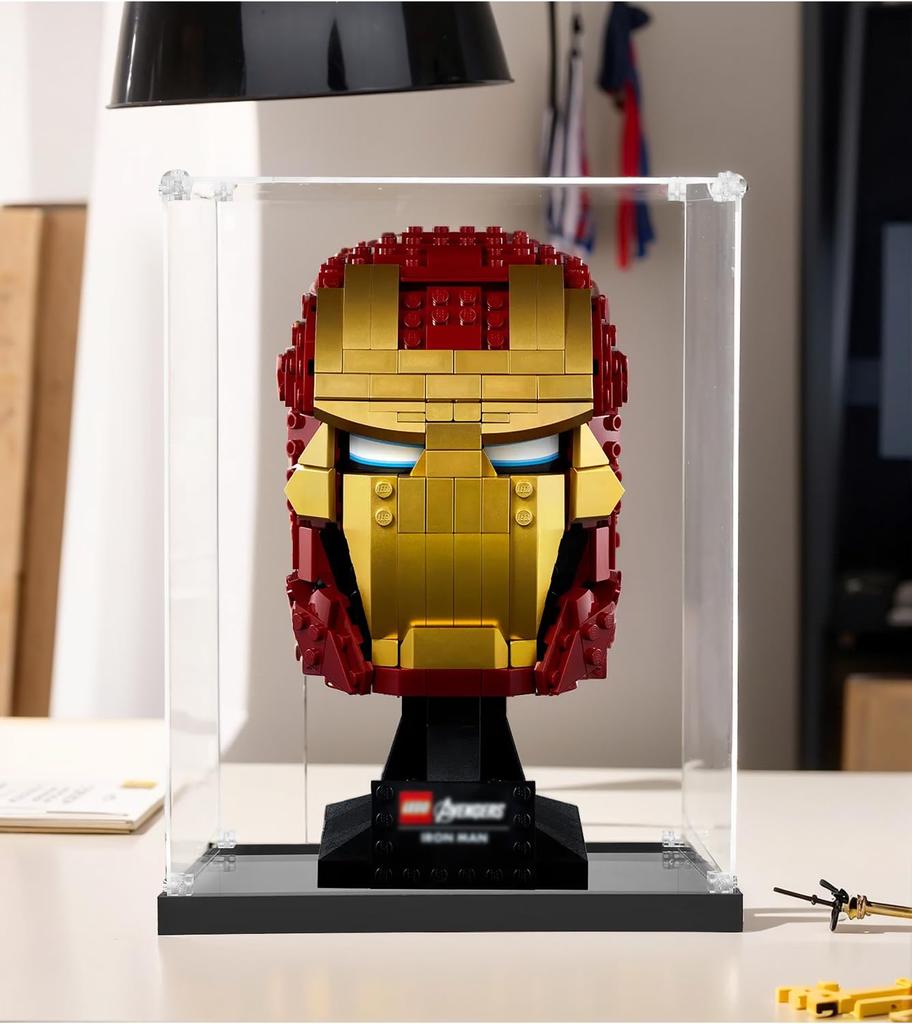 Sungvool Acrylic Display Case For Building Blocks with and Dustproof and UV Freestanding Black Base Storage Reinforced Construction for Assembled