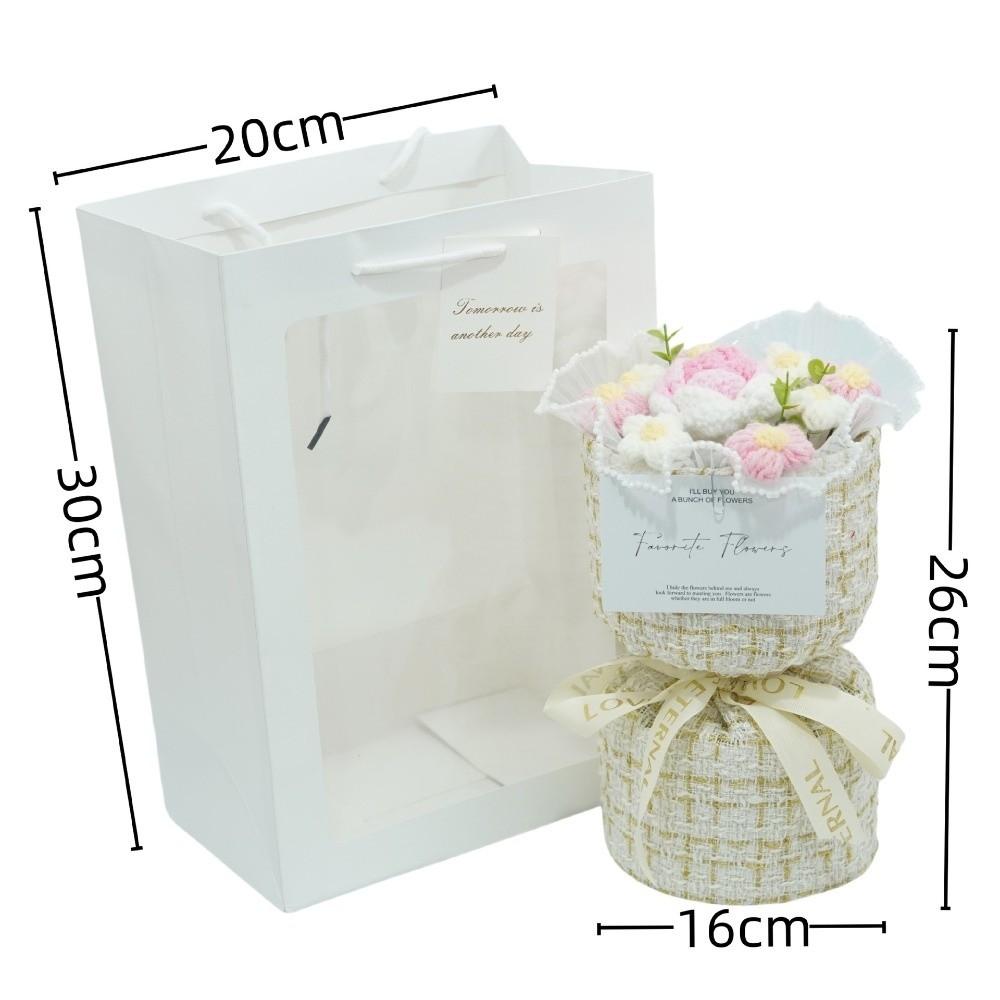 With Light Puff Flower Bouquet Gift Knitted Flower Bouquet Sunflower Bouquet  Valentine's Day