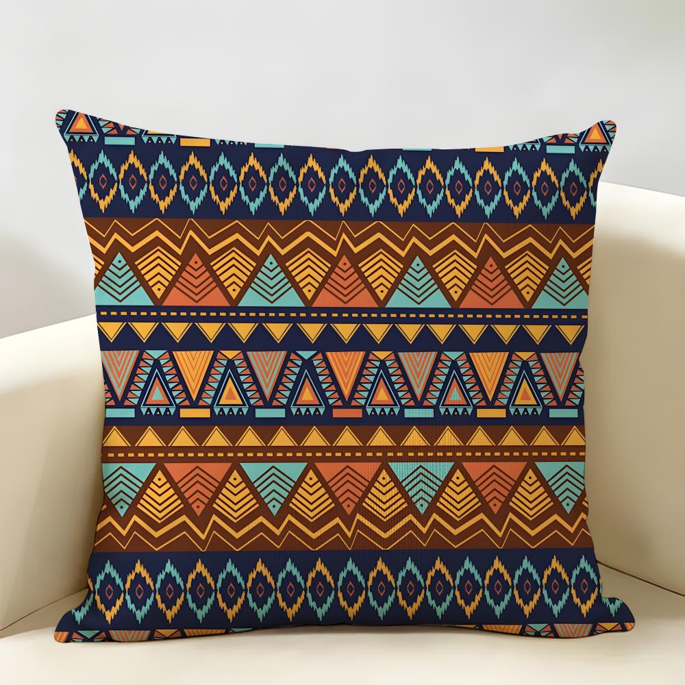 Vintage Geometric Stripes Pattern Cushion Cover Natural Linen Organic Fabric Printing Breathable Perfect For Home Decor