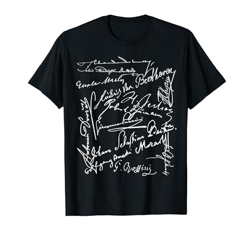 Composer Signature Bach, Beethoven, Mahler, Mozart, Rossini T-Shirt