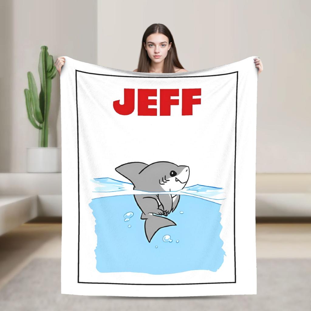 Cute Jeff The Landshark Flannel Blankets Shark Funny Throw Blanket for Home 200x150cm Plush Thin Quilt