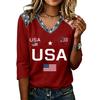 Long Sleeve Shirts for Women Womens Long Sleeve Tops Long Sleeve T Shirt Women Long Sleeve Going Out Tops for Women USA Flag Print V Neck Casual Shirt