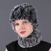 Wholesale New High-quality Rex Rabbit Fur Accessories Autumn and Winter Women's Versatile Warm Hat Scarf Two-piece Set