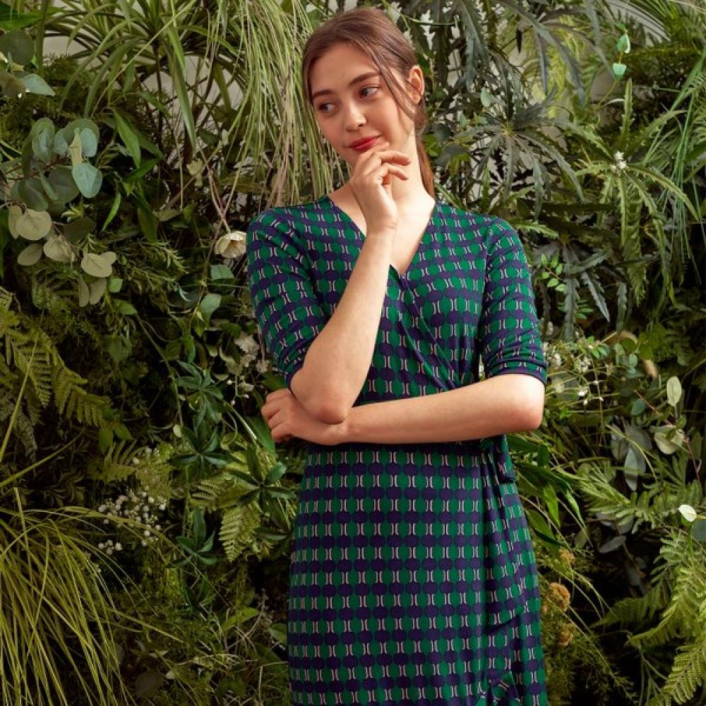 Lipbbam Creola Vivianne 3 4 Sleeve Frill Wrap Dress Ldm42gv101