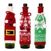 Christmas Wine Bottle Covers Cartoon Santa Snowman Knitted Red Wine Bottle Bags New Year Party Xmas Dinner Table Decor 1Pcs